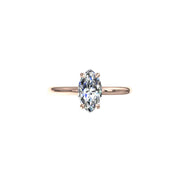 Solitaire Chloé bague diamant synthétique marquise et diamants synthétiques ronds 1.57 carat or rose